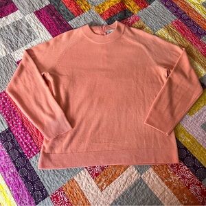 Women’s lg, pre-loved, peach Nouveaux zipper crew neck pullover sweater
